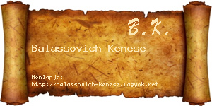 Balassovich Kenese névjegykártya